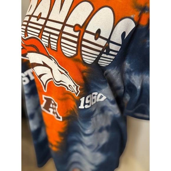 Denver Broncos Tie Dye T Shirt Men NFL Football Orange Blue Team Apparel - Picture 6 of 7